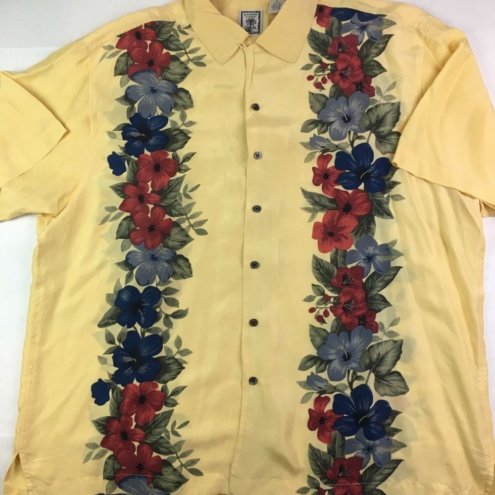 silk Hawaiian Shirt Roundtree floral tropical